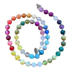 One of a Kind Genuine Gemstone Tourmaline Jade Ruby Zoisite Quartz amethyst 21”